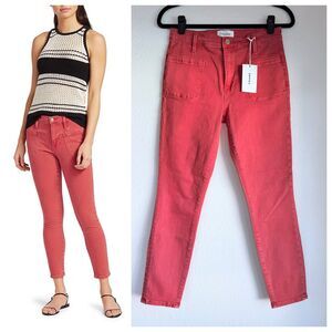 NWT FRAME Denim Le Bardot High-Rise Ankle Skinny Jeans in Cherry Size 28